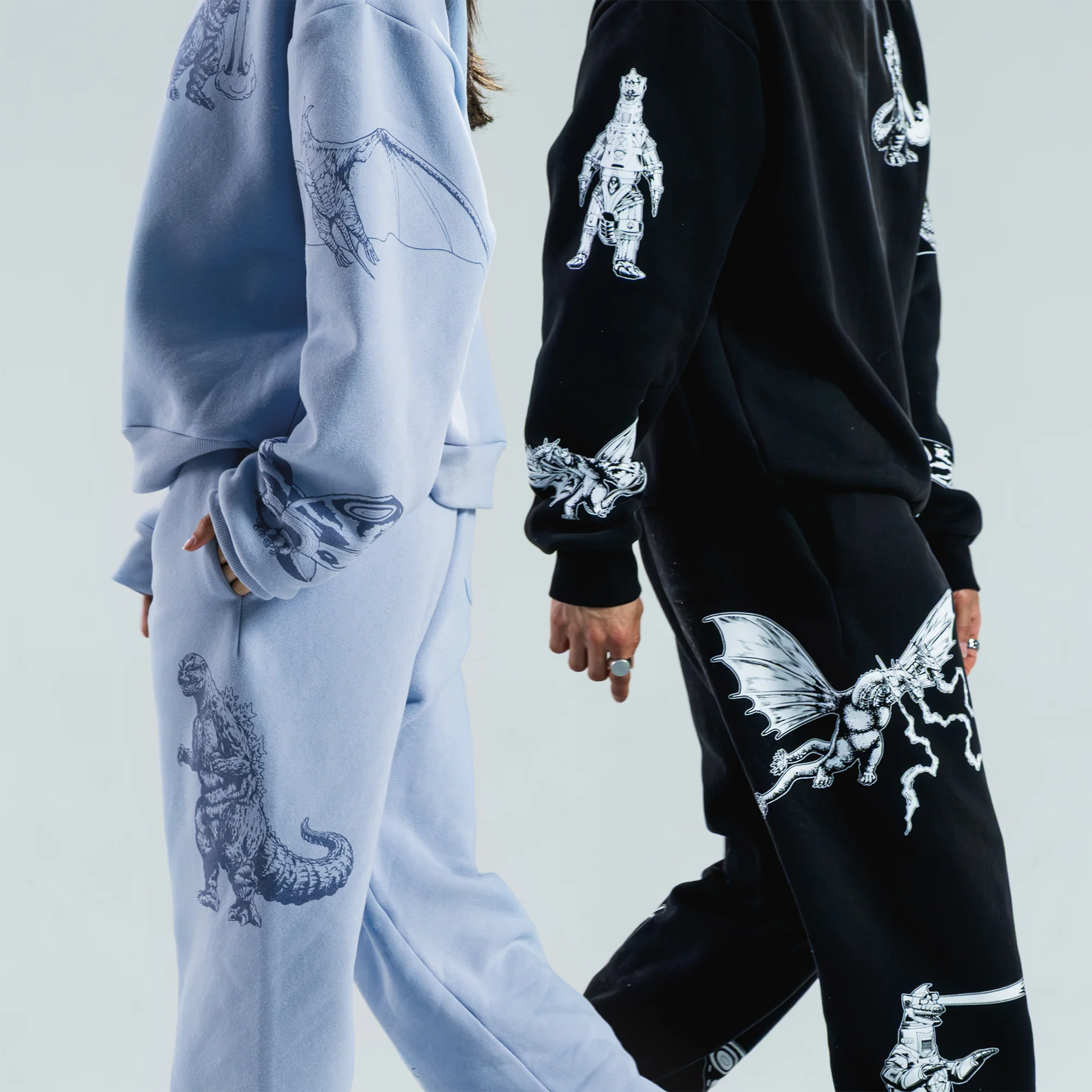 Godzilla Kaiju Print Sweatpants - Blue - Image 8