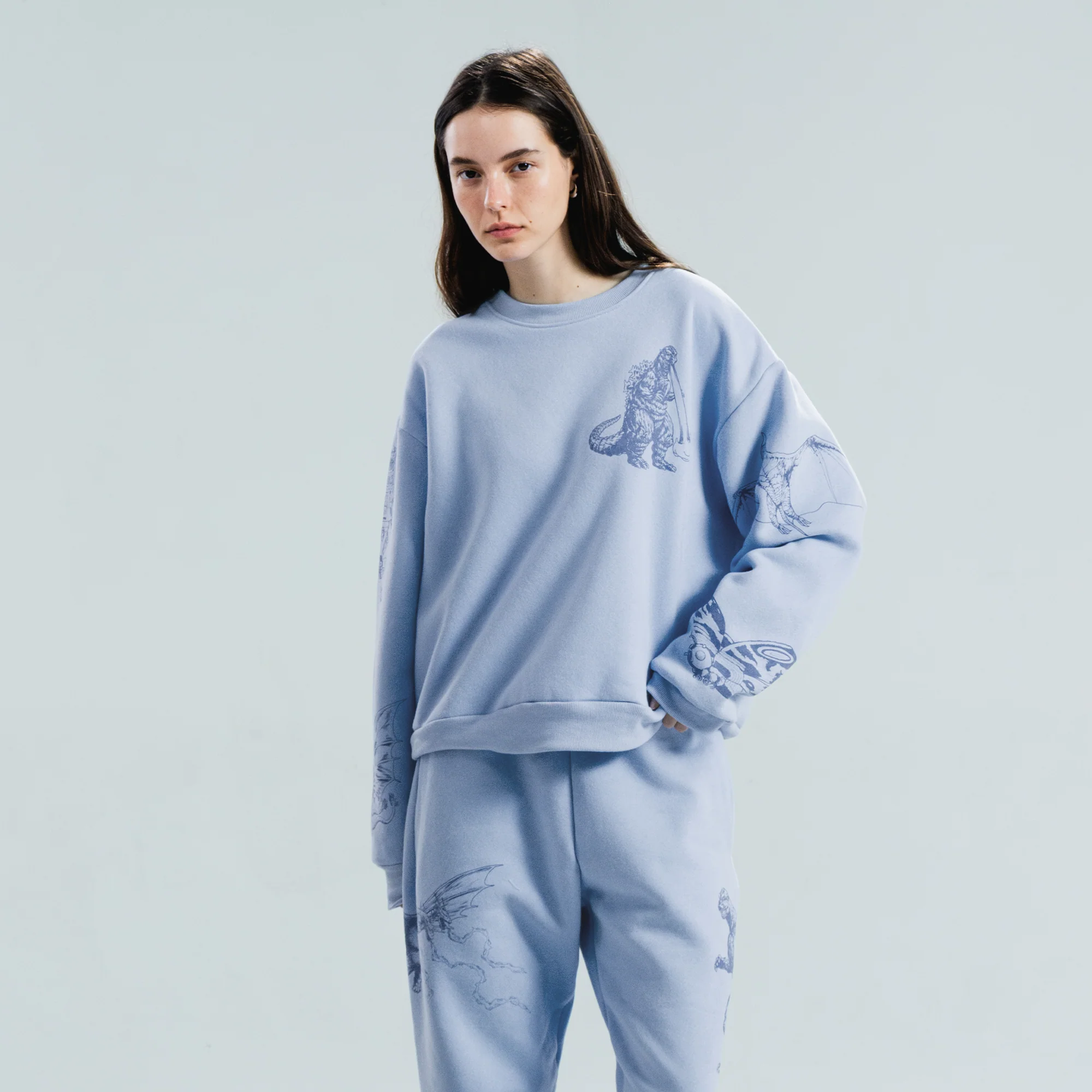Godzilla Kaiju Print Sweatpants - Blue - Image 9