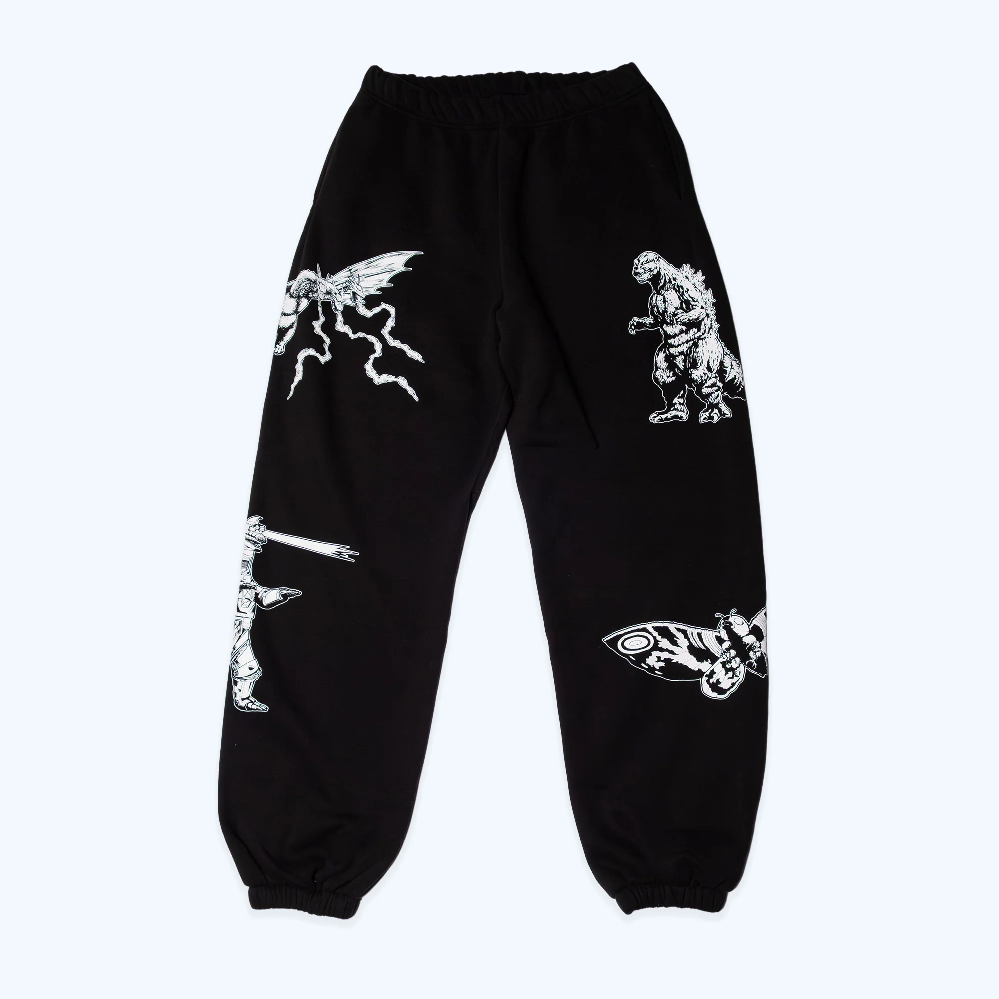 Godzilla Kaiju Print Sweatsuit Set - Black - Image 3