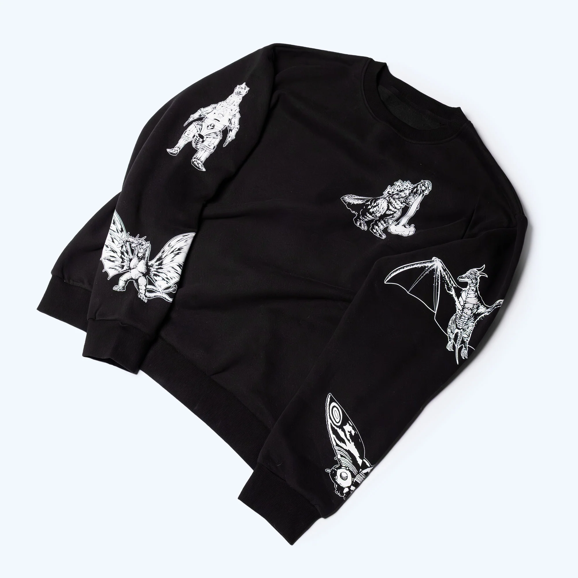 Godzilla Kaiju Print Sweatsuit Set - Black - Image 4