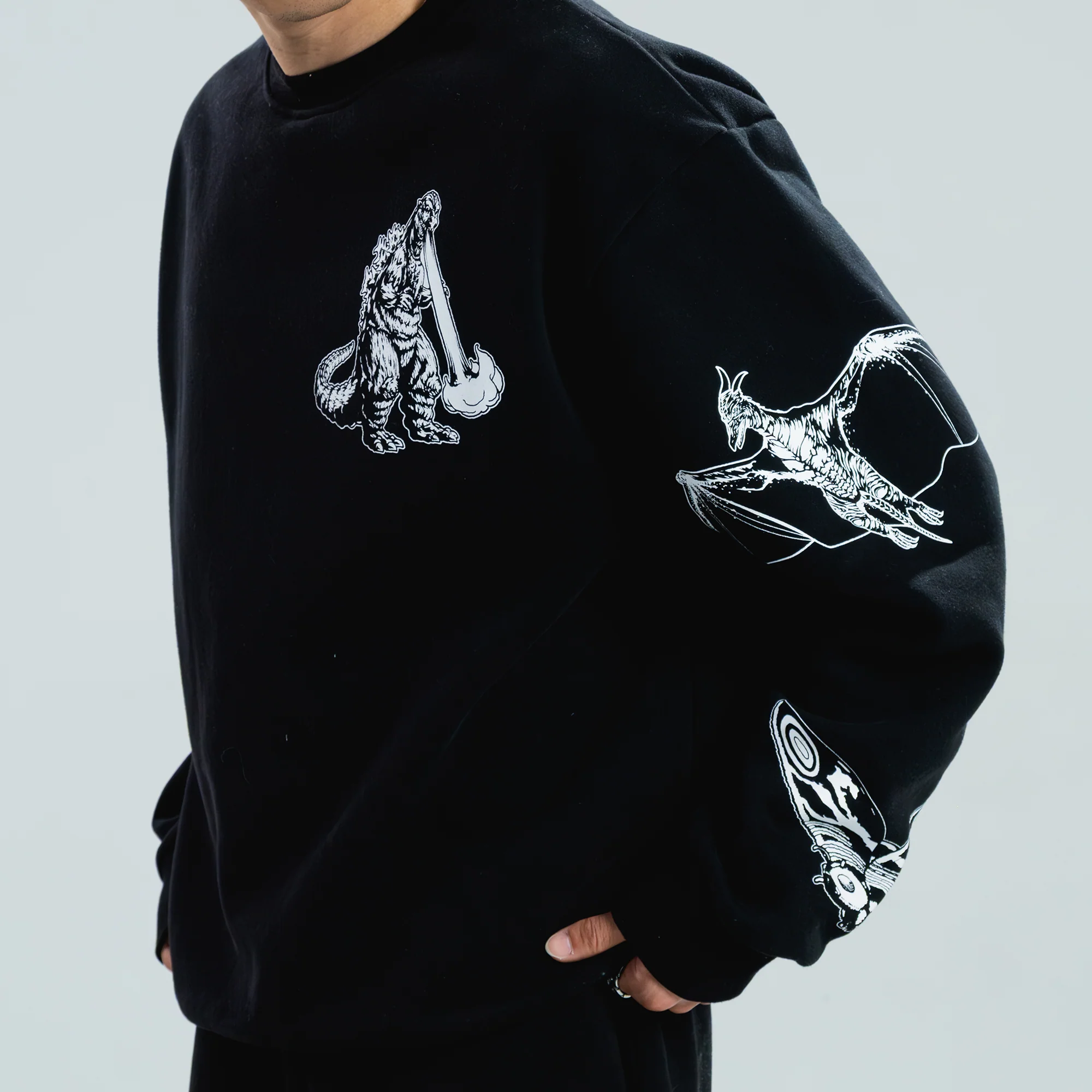 Godzilla Kaiju Print Sweatshirt - Black - Image 8