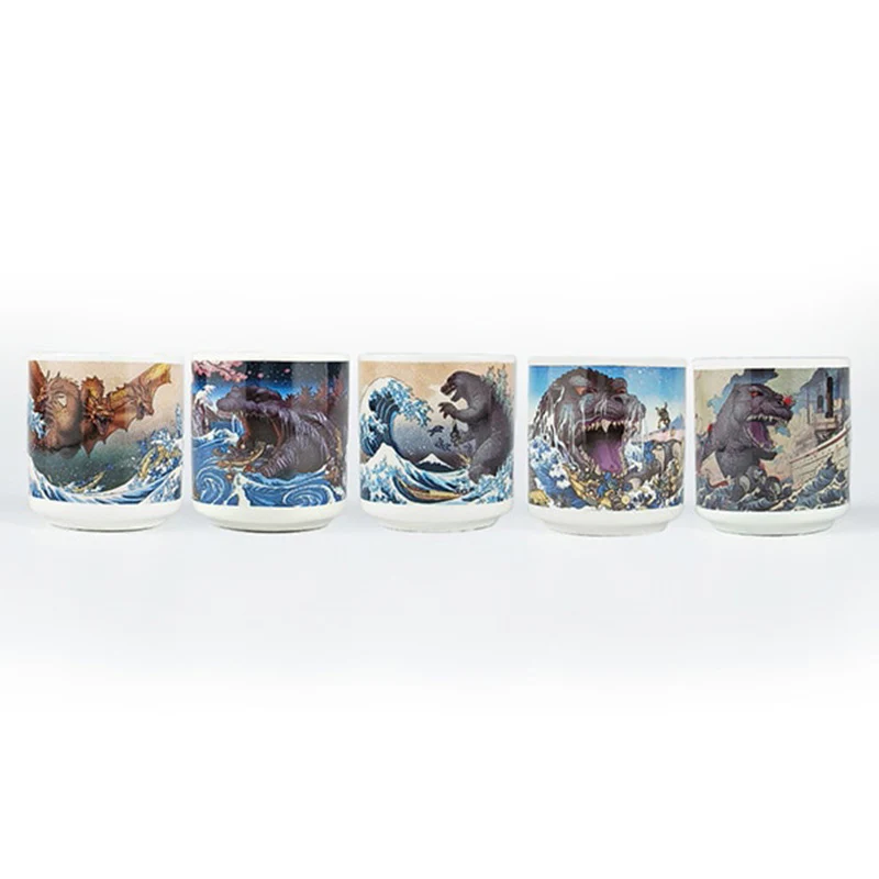 Godzilla Ukiyo-e Sake Cup 5-Piece Set - Image 2