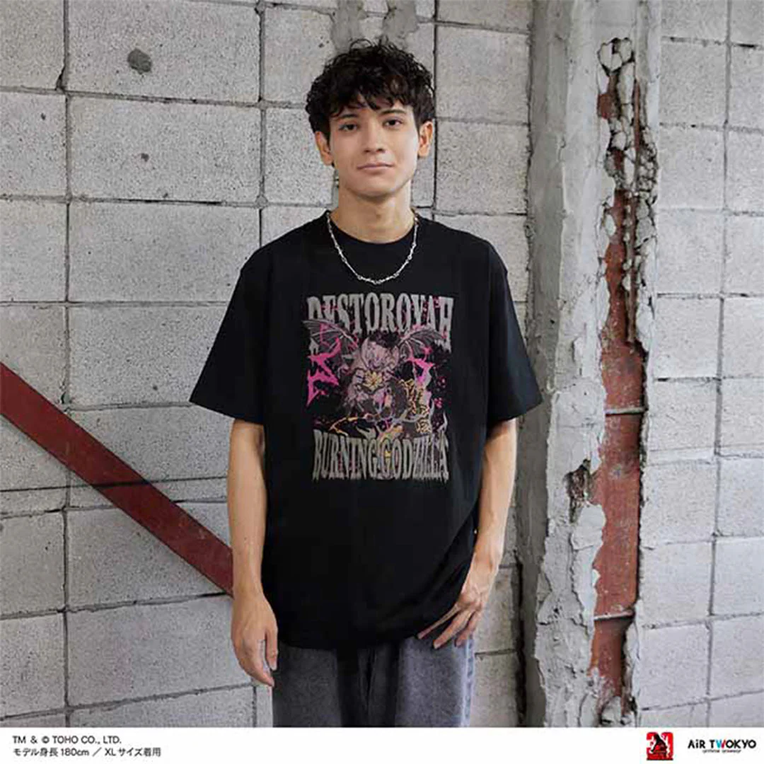 Godzilla vs. Destoroyah 30th Anniversary Scene Illustration T-Shirt 5 (Godzilla vs. Destoroyah) Black - Image 4
