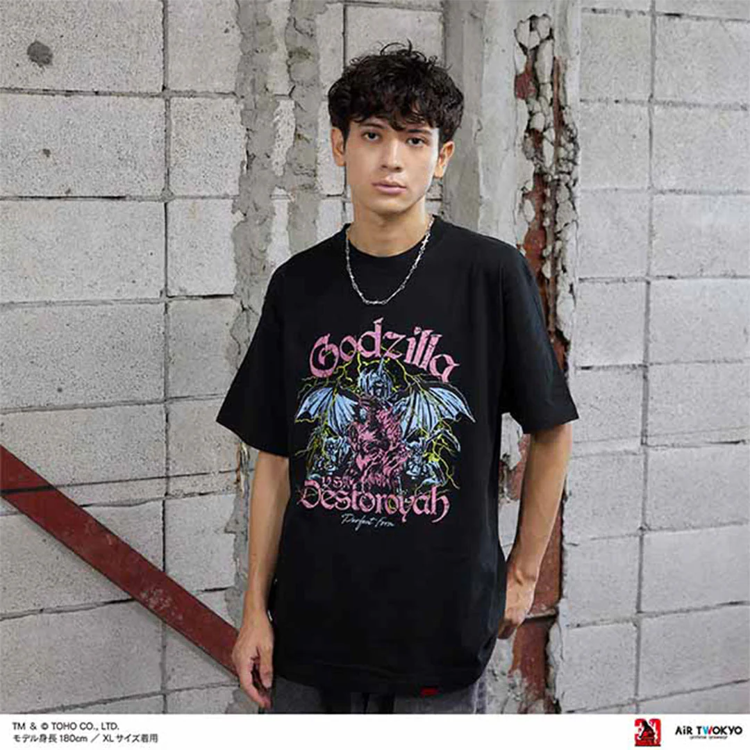 Godzilla vs. Destoroyah 30th Anniversary Scene Illustration T-Shirt 6 (Godzilla & Destoroyah) Black - Image 4
