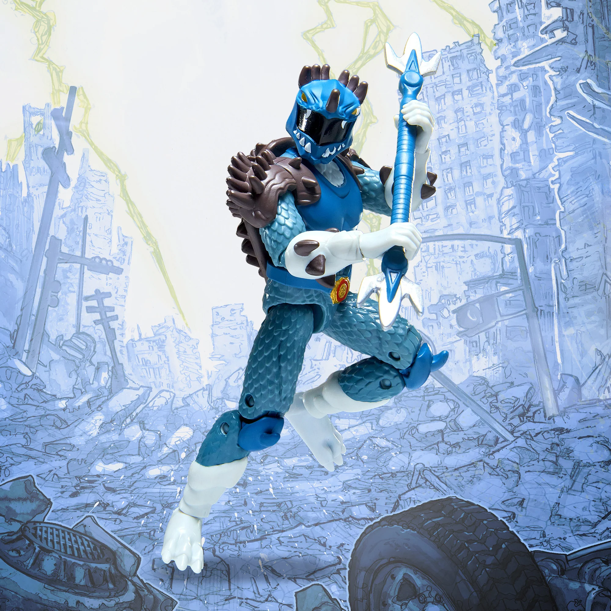 Godzilla vs Mighty Morphin Power Rangers Kaiju Ranger Blue Anguirus Action Figure - Image 2