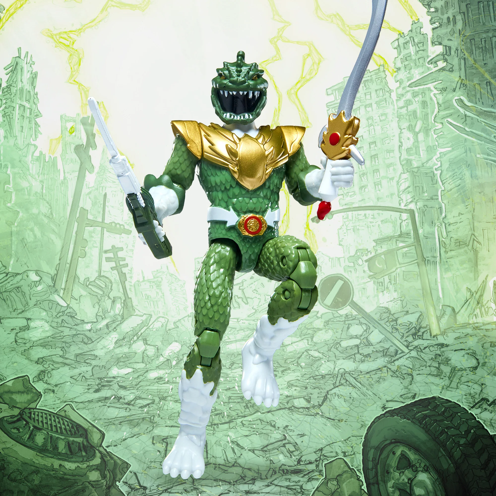 Godzilla vs Mighty Morphin Power Rangers Kaiju Ranger Green Godzilla Action Figure - Image 2