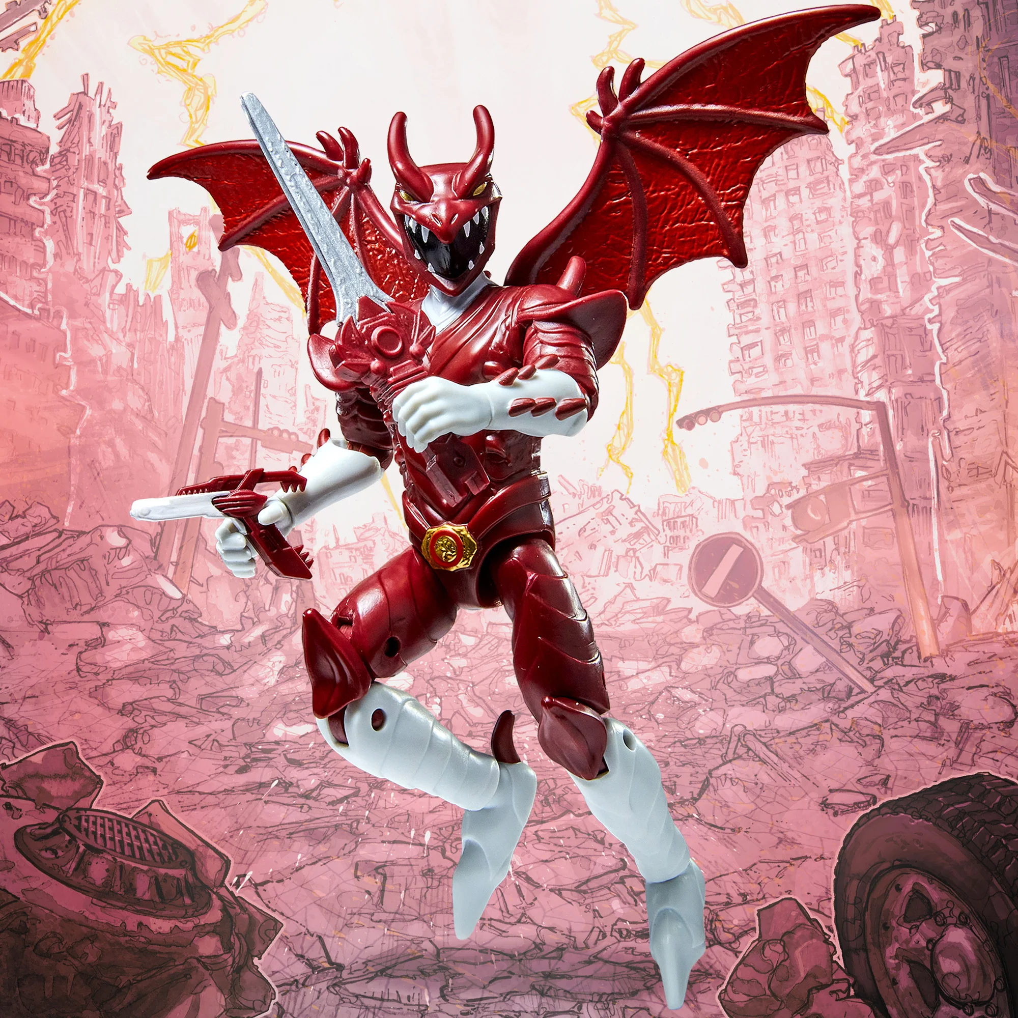 Godzilla vs Mighty Morphin Power Rangers Kaiju Ranger Red Rodan Action Figure - Image 2