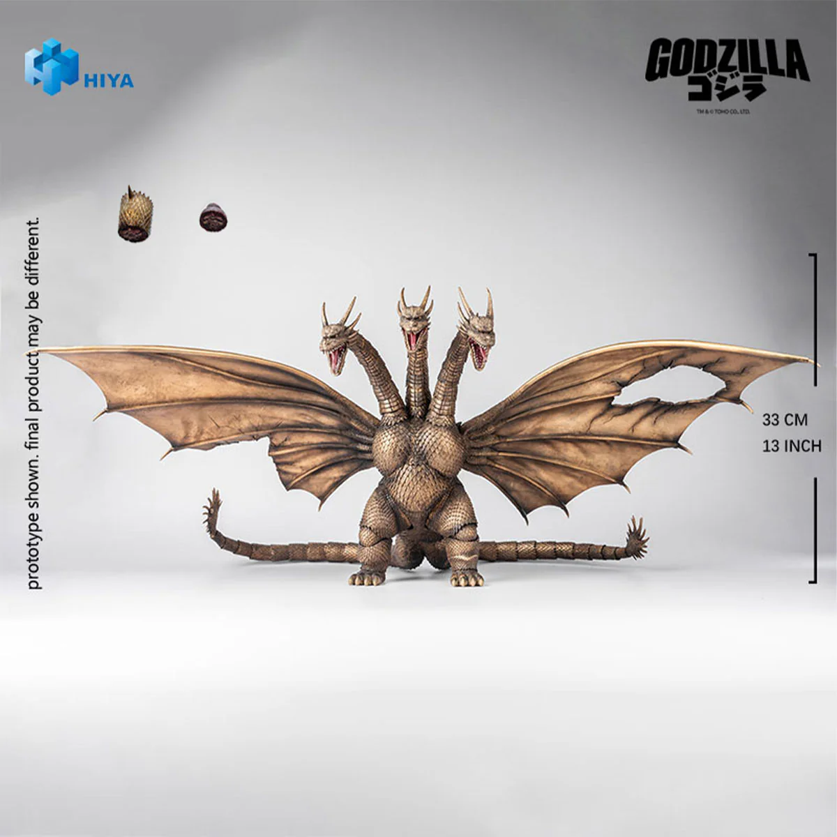 HIYA King Ghidorah (1991) Exquisite Basic Series Battle-Damaged 10" Figure - Image 3